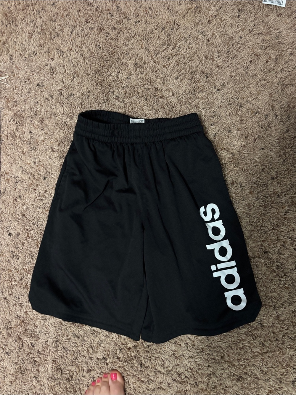 adidas Black Athletic Shorts with White Side Logo